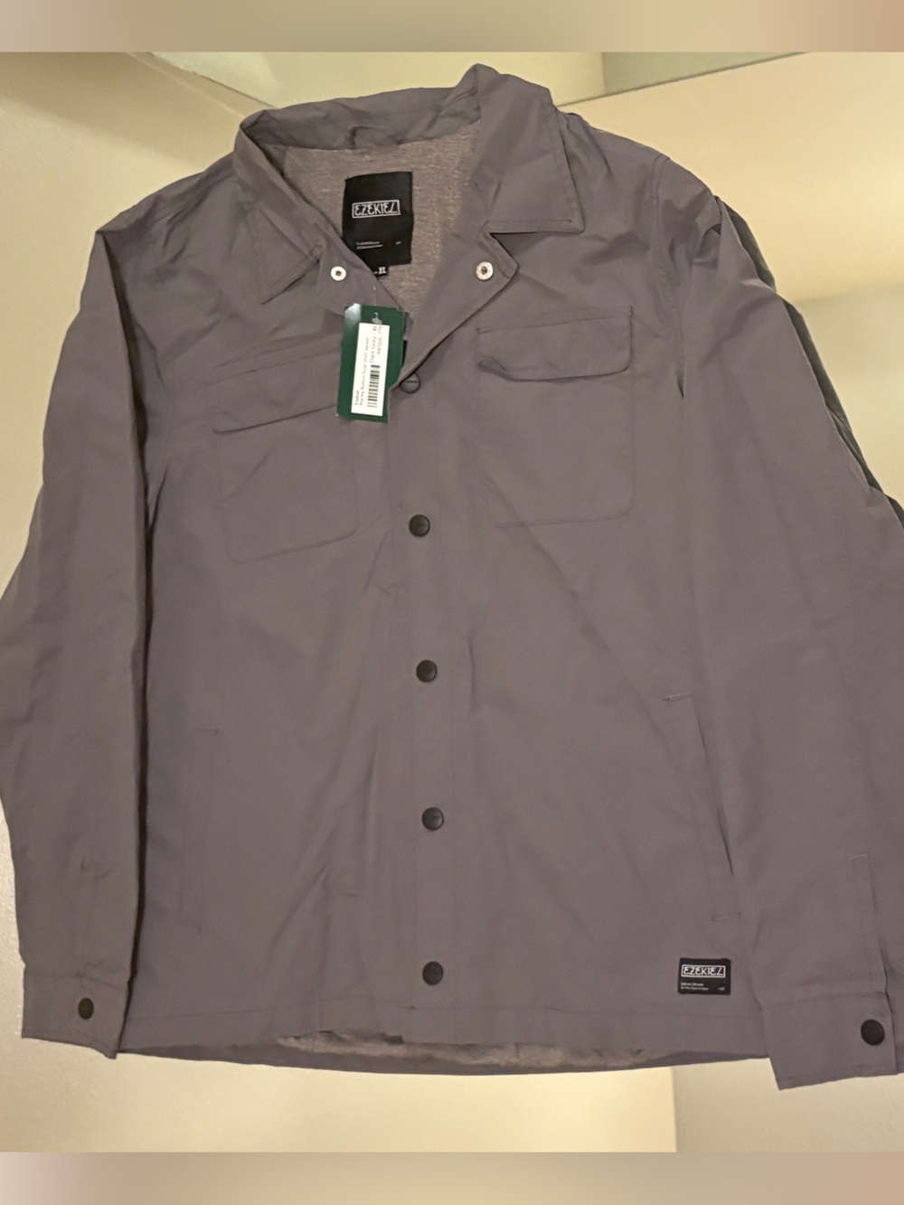 XL Men’s Ezekiel Marley Gray Button Snap Shirt Jacket NWT
